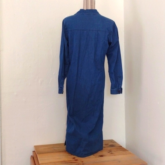 Talbots Petites Vintage Lightweight Denim Long Sleeve Shirt Dress Size 12p - Picture 12 of 13